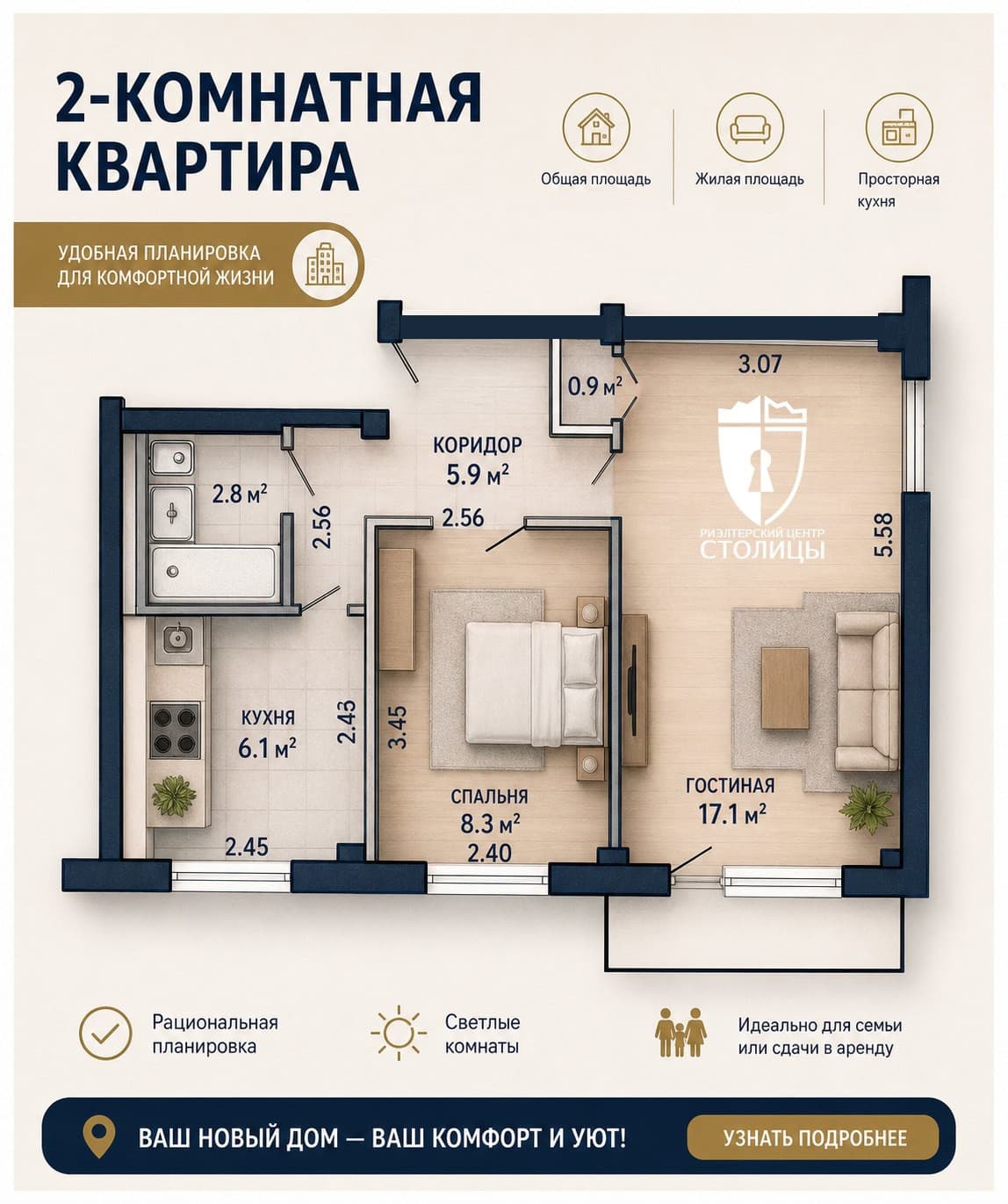 Продается 2-к. квартира в центре! Идеальное расположение — Минск, Фрунзенский