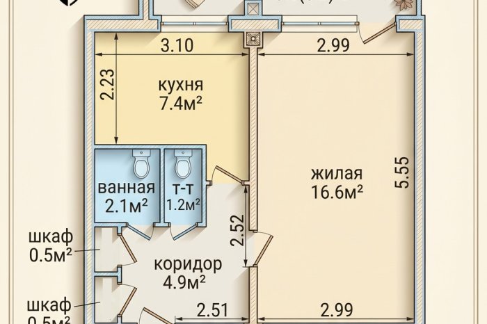 Специальное предложение! Продается 1-комнатная квартира около метро  Пушкинская под ремонт! 